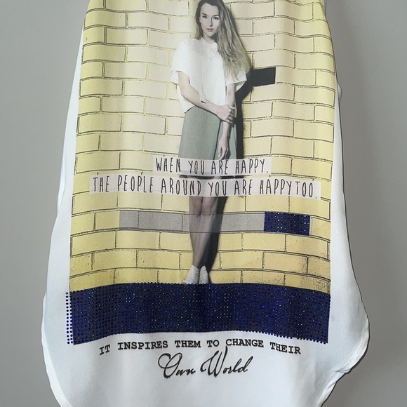 Nylon Apparel White Long Tank W Words Sz Sm - Picture 10 of 10